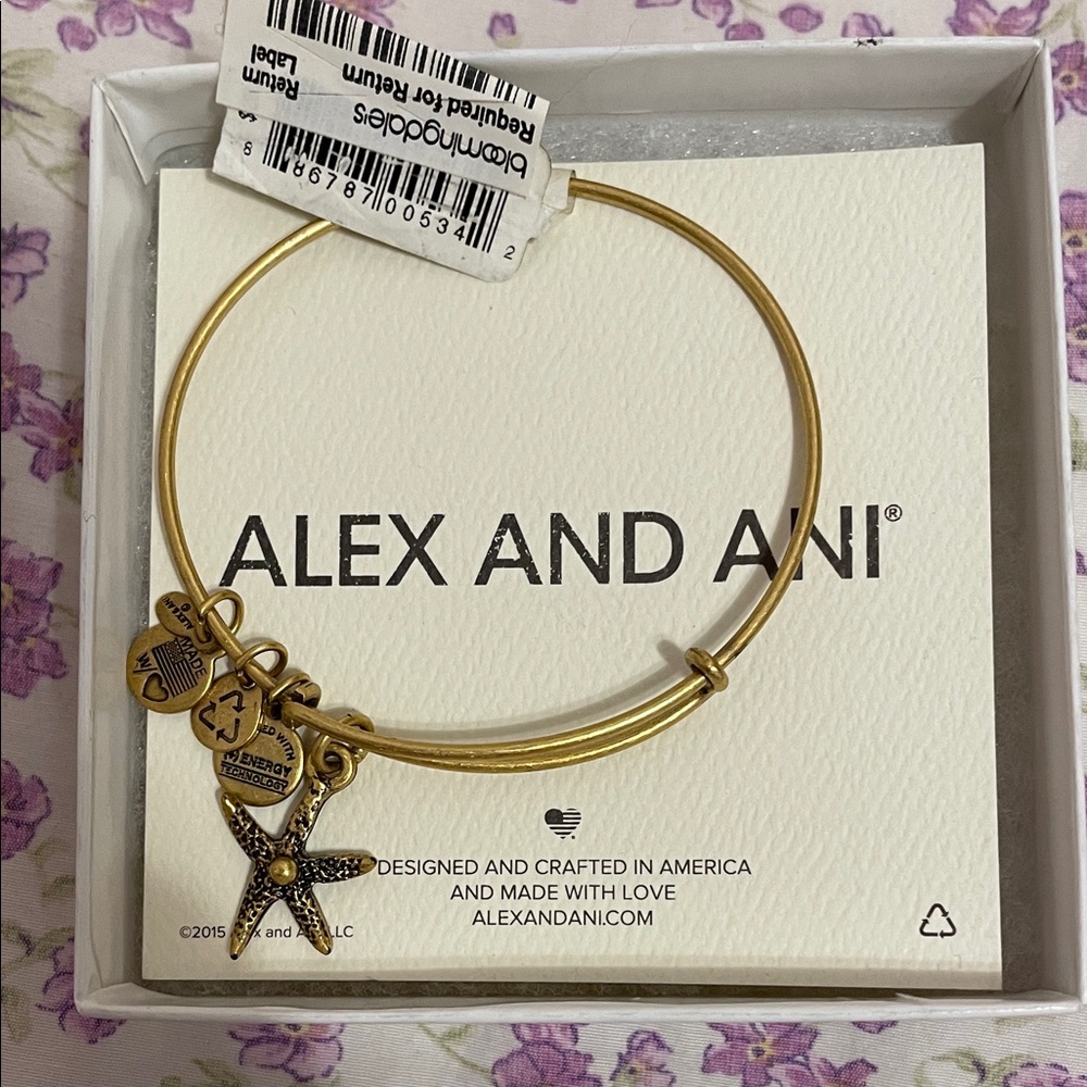 Alex and Ani Gold Bangle with Starfish Charm